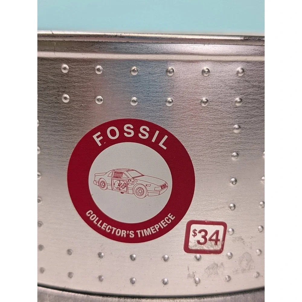 Fossil Desk Clock Vintiage Stock Red Car Clock With Original Tin Collectors Edit